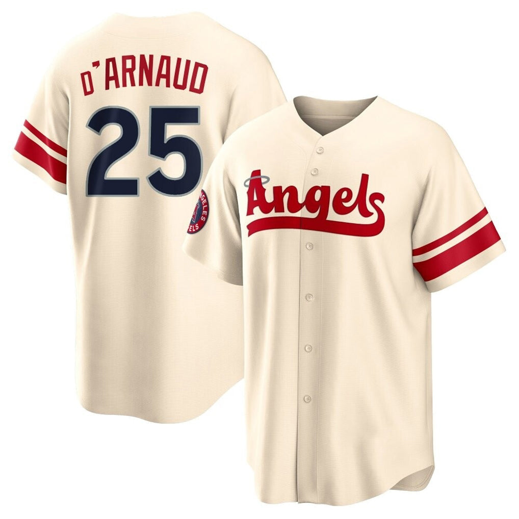 Choea LA.Angels #25 Travis d'Arnaud Player Cream City Connect Home Stitched Jerseys