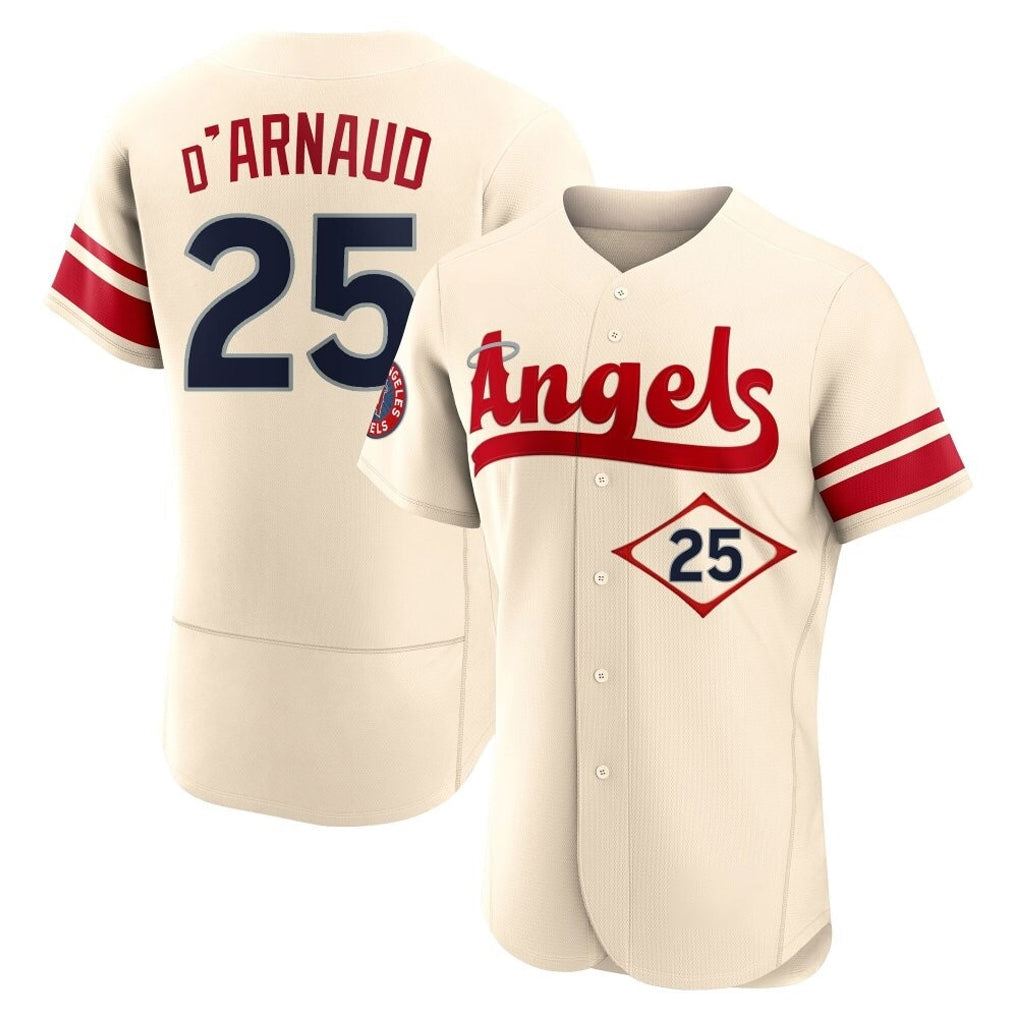 Choea LA.Angels #25 Travis d'Arnaud Player Cream City Connect Limited ELite Home Stitched Jerseys