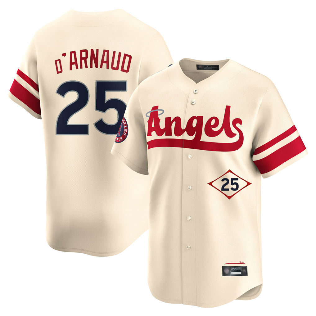 Choea LA.Angels #25 Travis d'Arnaud Player Cream City Connect Limited Home Stitched Jerseys
