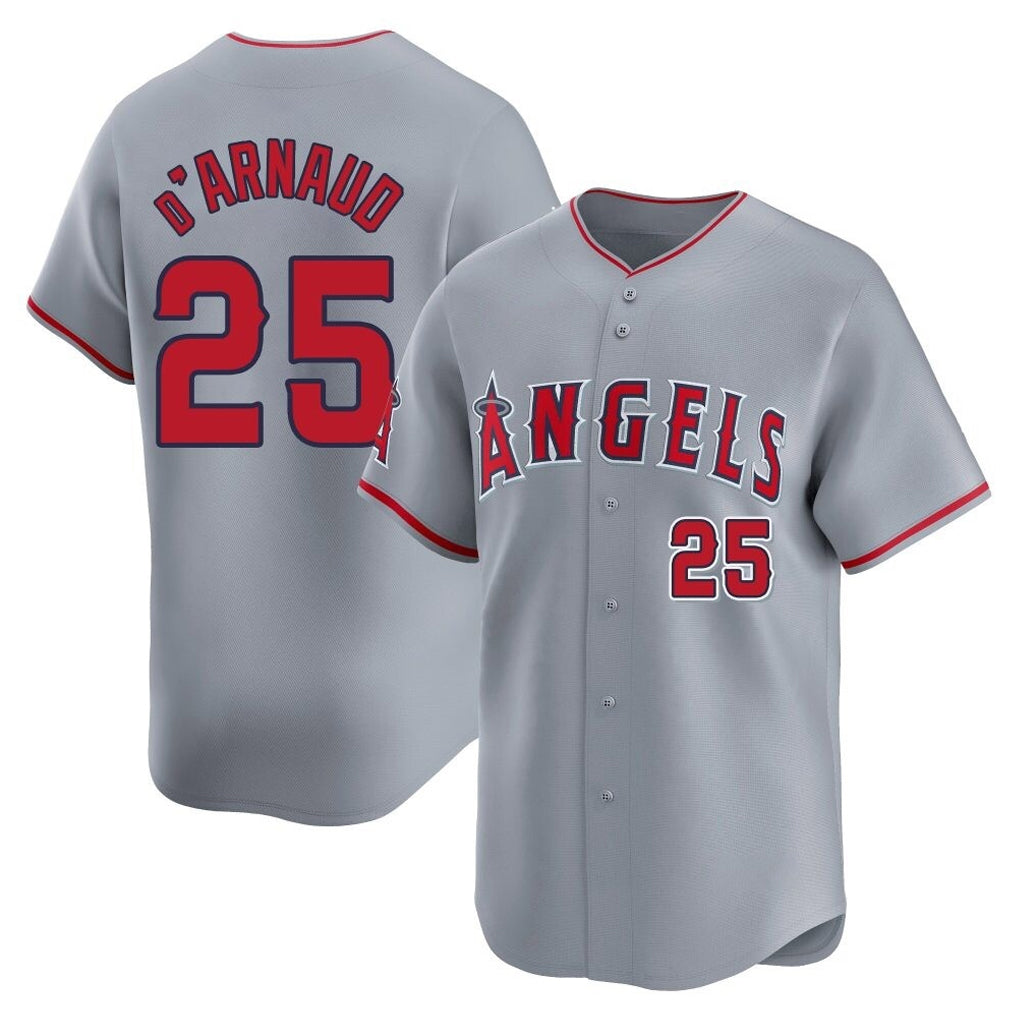 Choea LA.Angels #25 Travis d'Arnaud Player Gray Home Limited Stitched Jerseys
