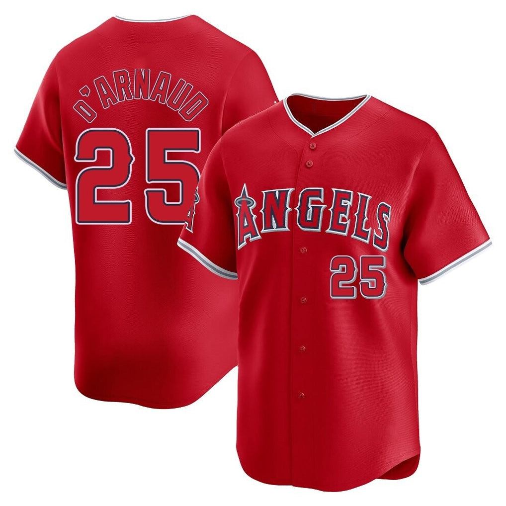 Choea LA.Angels #25 Travis d'Arnaud Player Red Home Limited Stitched Jerseys