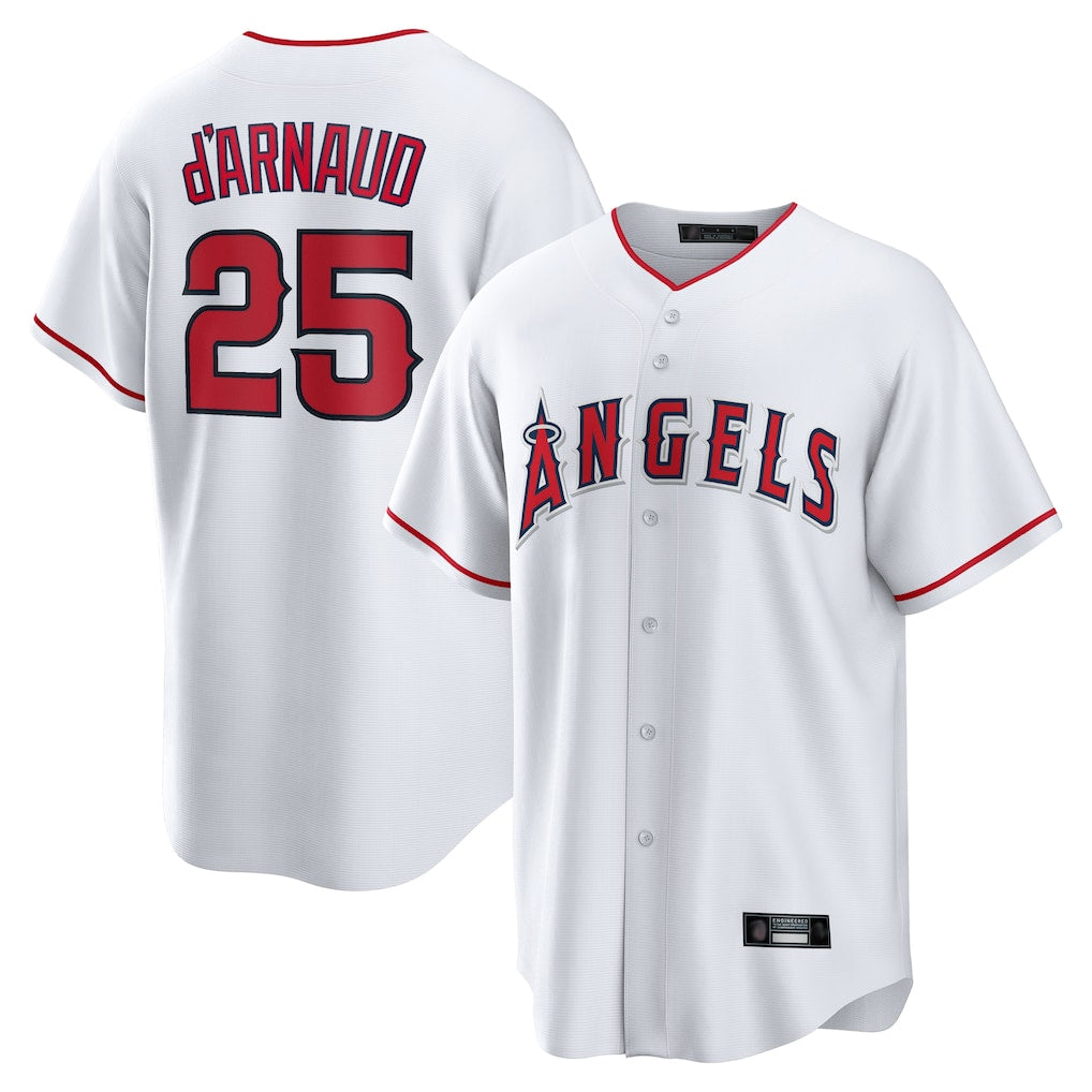Choea LA.Angels #25 Travis d'Arnaud Player White Home Game Stitched Jerseys