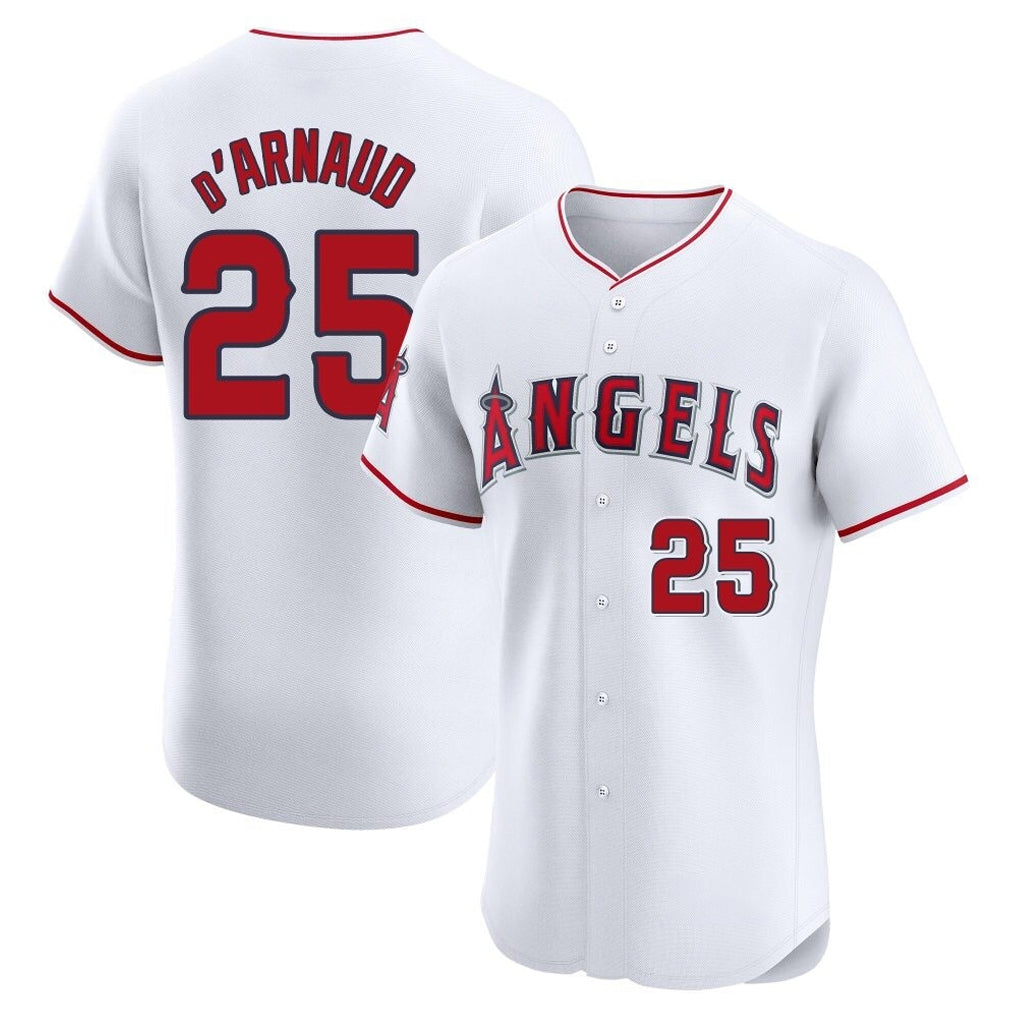 Choea LA.Angels #25 Travis d'Arnaud Player White Limited Elite Stitched Home Jerseys
