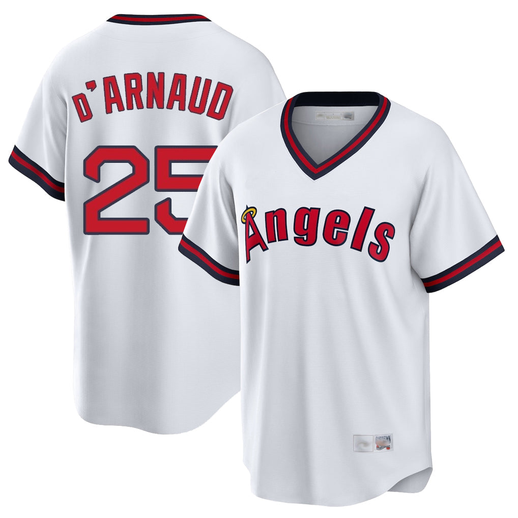 Choea LA.Angels #25 Travis d'Arnaud Player White T-shirt Home Game Stitched Jerseys