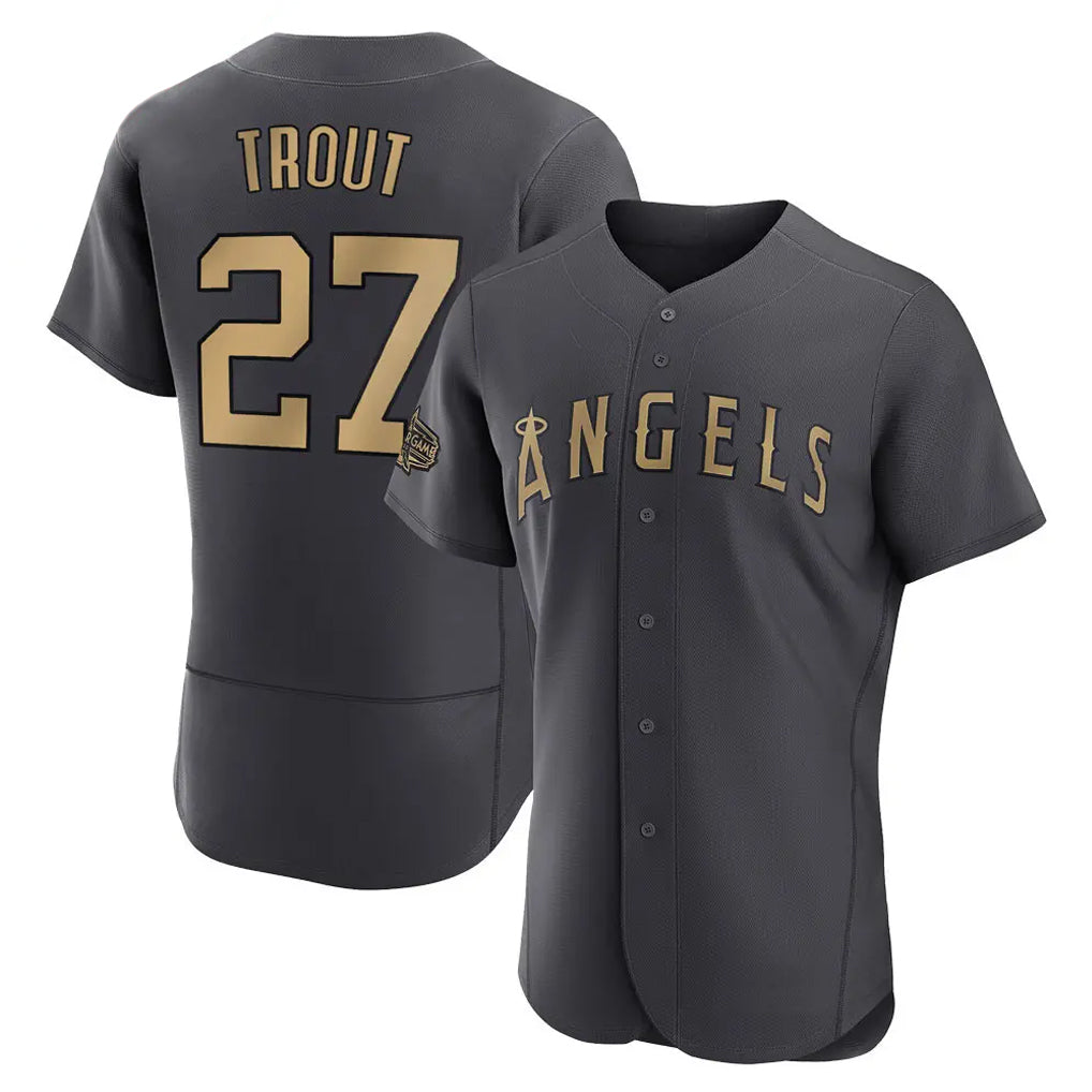 Choea LA.Angels #27 Mike Trout Player Charcoal Game All-Star Stitched Jerseys