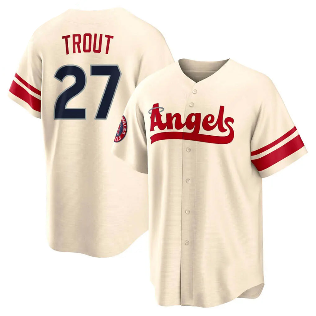 Choea LA.Angels #27 Mike Trout Player Cream City Connect Home Stitched Jerseys