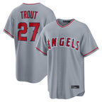 Choea LA.Angels #27 Mike Trout Player Gray Home Game Stitched Jerseys