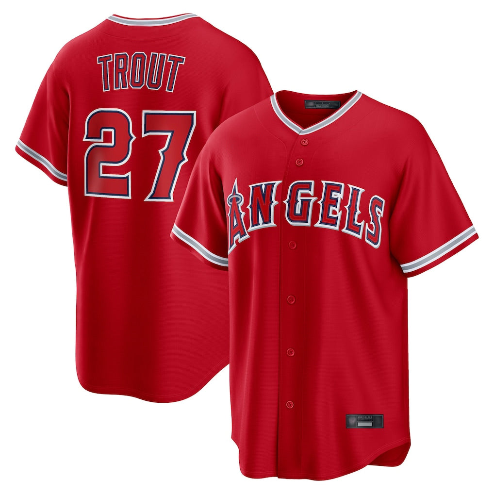 Choea LA.Angels #27 Mike Trout Player Red Home Game Stitched Jerseys