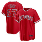 Choea LA.Angels #27 Mike Trout Player Red Home Game Stitched Jerseys