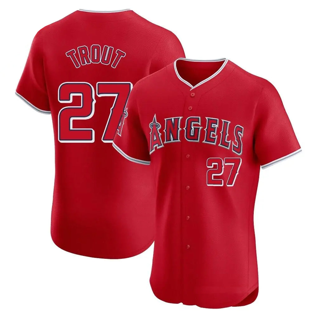 Choea LA.Angels #27 Mike Trout Player Red Home Limited Elite Stitched Jerseys