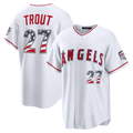 Choea LA.Angels #27 Mike Trout White USA 250 Fourth of July Home Stadium Jersey