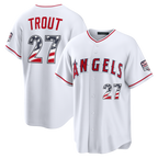 Choea LA.Angels #27 Mike Trout White USA 250 Fourth of July Home Stadium Jersey