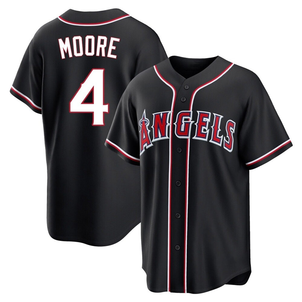 Choea LA.Angels #4 Christian Moore Player Black Fashion Out Home Game Stitched Jerseys