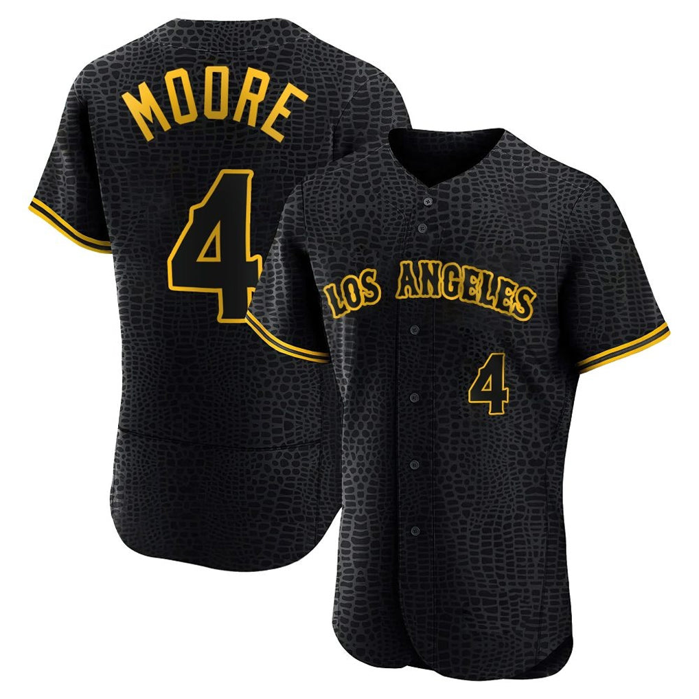 Choea LA.Angels #4 Christian Moore Player Black Snake Skin City Limited Elite Home Stitched Jerseys