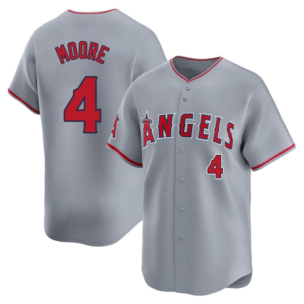Choea LA.Angels #4 Christian Moore Player Gray Home Limited Stitched Jerseys