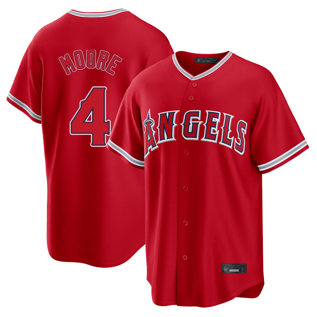 Choea LA.Angels #4 Christian Moore Player Red Home Game Stitched Jerseys