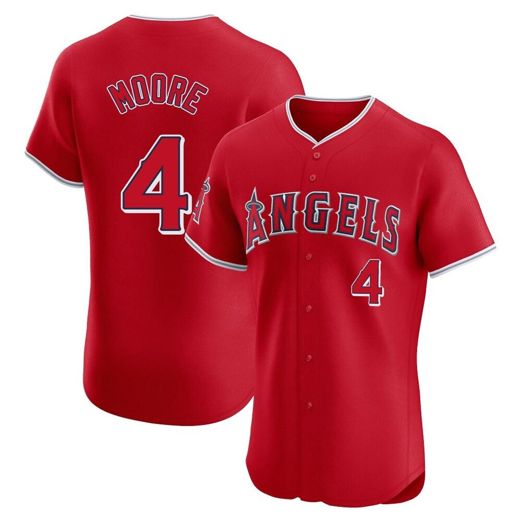 Choea LA.Angels #4 Christian Moore Player Red Home Limited Elite Stitched Jerseys