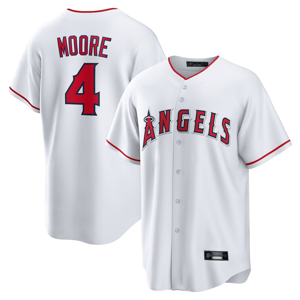 Choea LA.Angels #4 Christian Moore Player White Home Game Stitched Jerseys