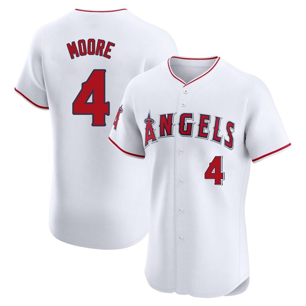 Choea LA.Angels #4 Christian Moore Player White Limited Elite Stitched Home Jerseys