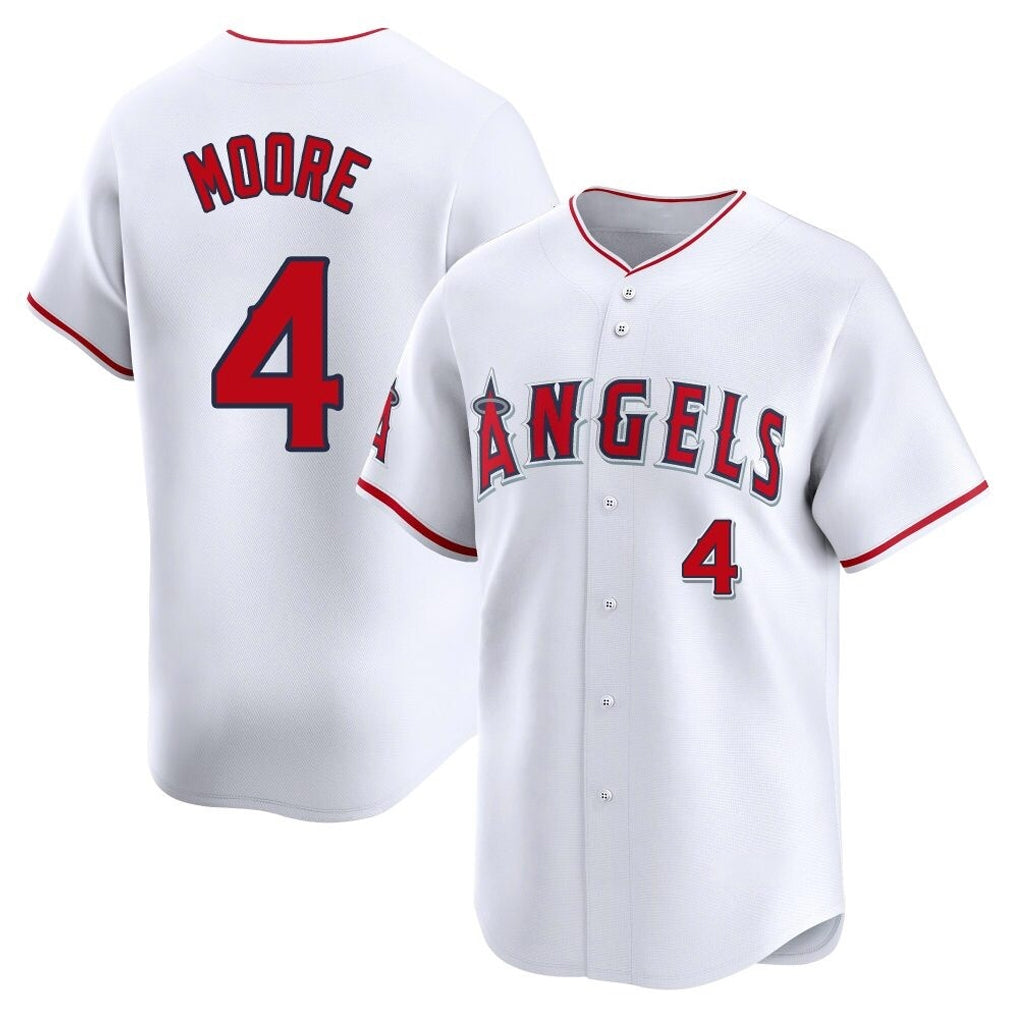 Choea LA.Angels #4 Christian Moore Player White Limited Home Stitched Jerseys