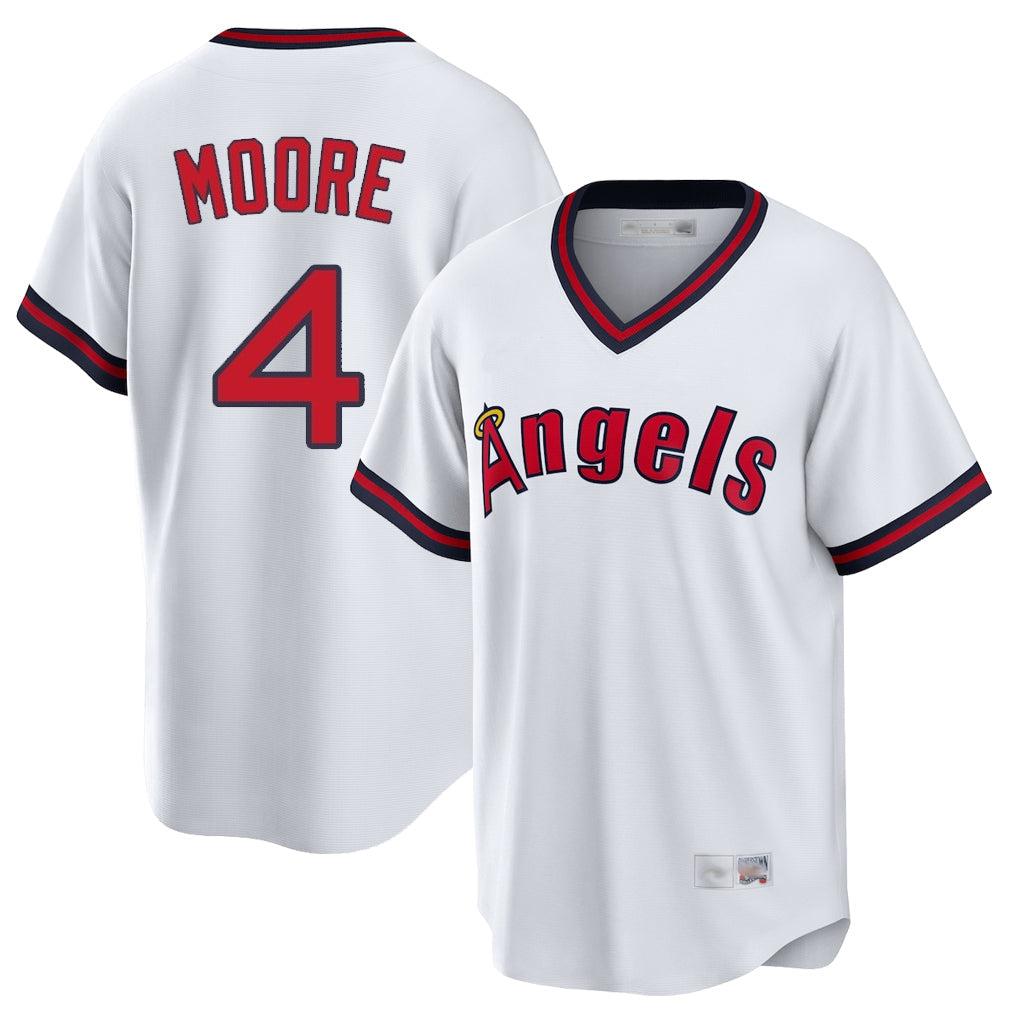 Choea LA.Angels #4 Christian Moore Player White T-shirt Home Game Stitched Jerseys