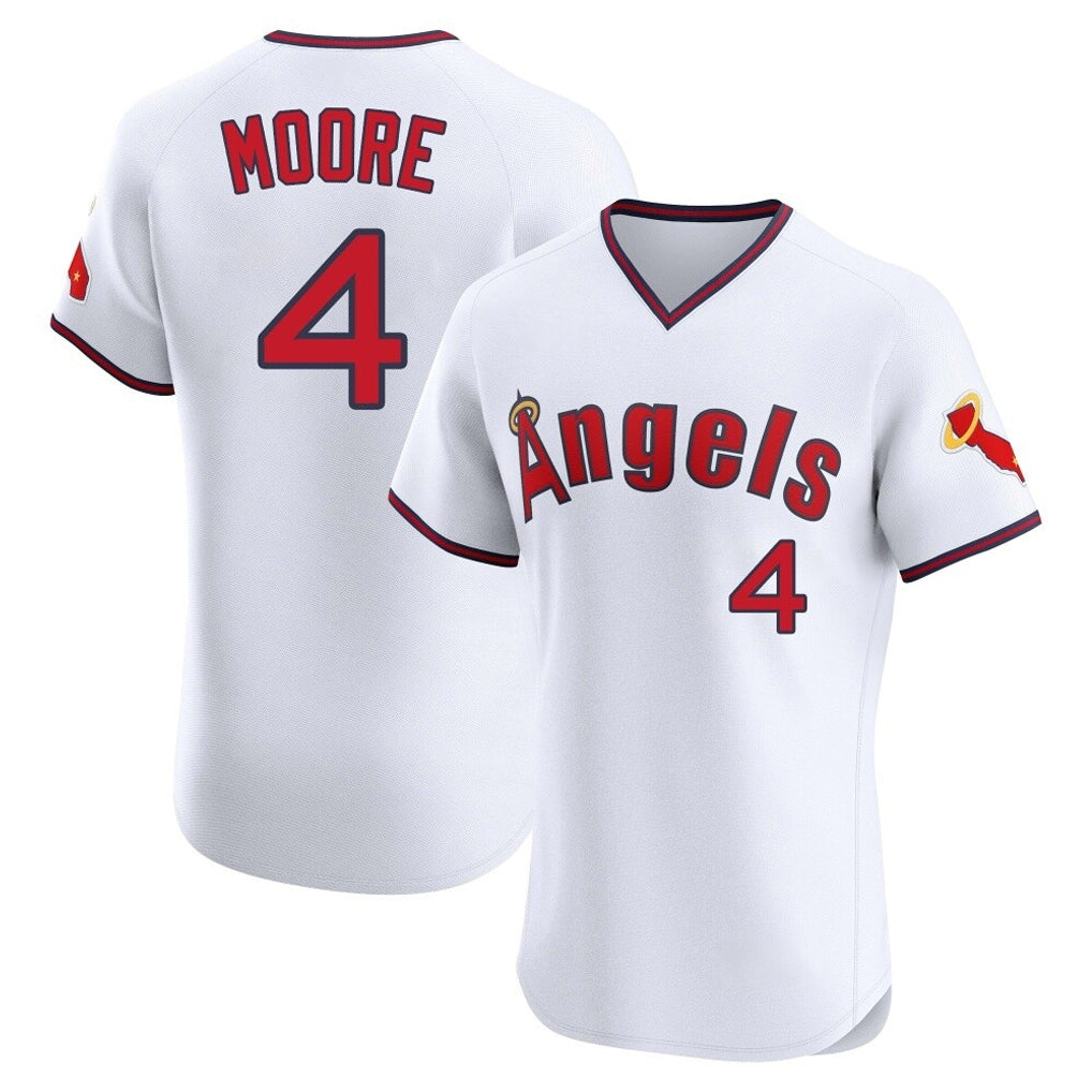 Choea LA.Angels #4 Christian Moore Player White T-shirt Home Limited Stitched Jerseys