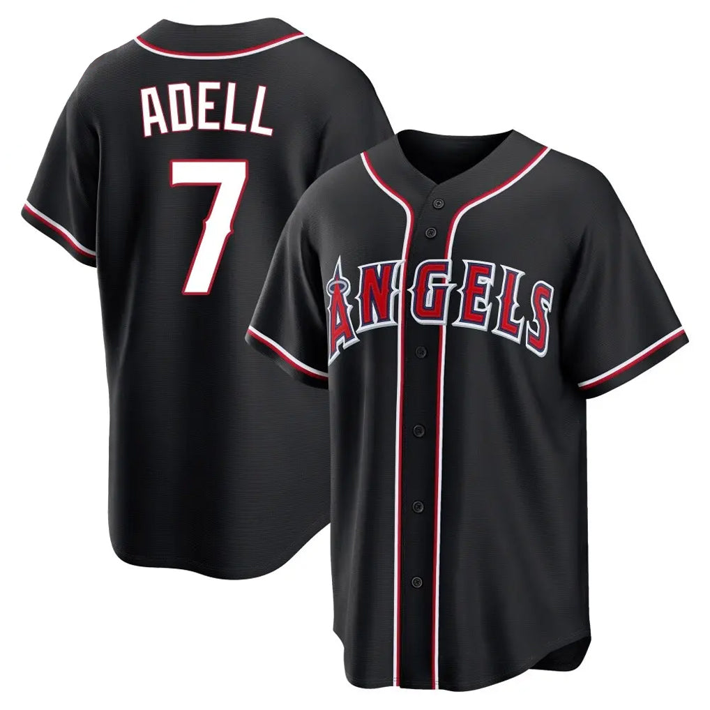 Choea LA.Angels #7 Jo Adell Player Black Fashion Out Home Game Stitched Jerseys