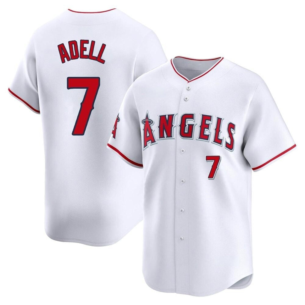 Choea LA.Angels #7 Jo Adell Player White Limited Home Stitched Jerseys