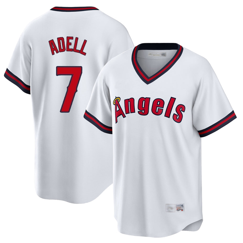 Choea LA.Angels #7 Jo Adell Player White T-shirt Home Game Stitched Jerseys