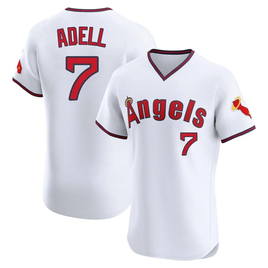 Choea LA.Angels #7 Jo Adell Player White T-shirt Home Limited Elite Stitched Jerseys