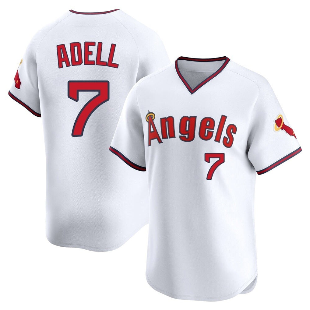 Choea LA.Angels #7 Jo Adell Player White T-shirt Home Limited Stitched Jerseys