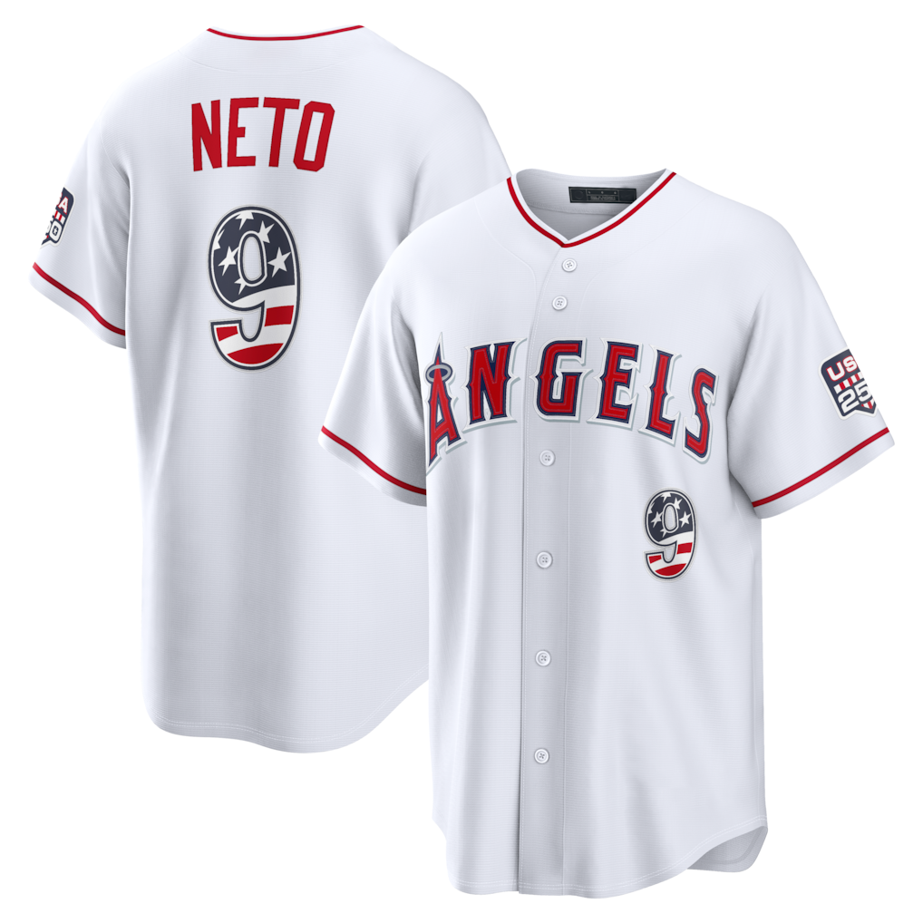 Choea LA.Angels #9 Zach Neto White USA 250 Fourth of July Stadium Jersey