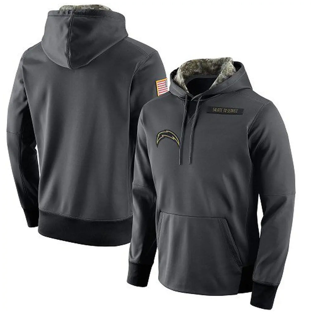 Choea LA.Chargers Gray Pullover Hoodie Home Game Blank Player Stitched Jerseys