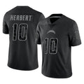 Choea LA.Chargers #10 Justin Herbert Player Black Limited Reflective Home Game Stitched Jerseys