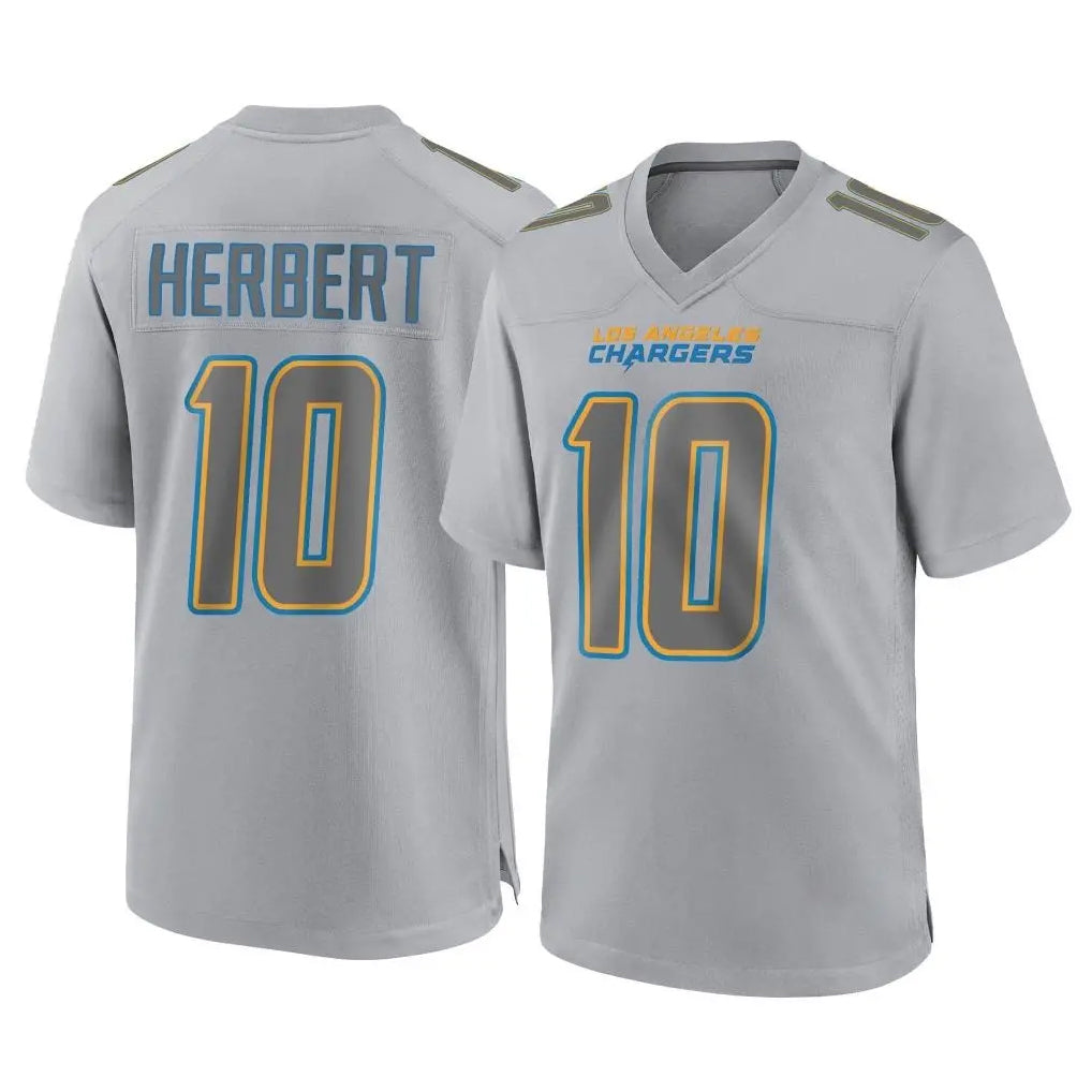 Choea LA.Chargers #10 Justin Herbert Player Gray Atmosphere Fashion Home Game Stitched Jerseys
