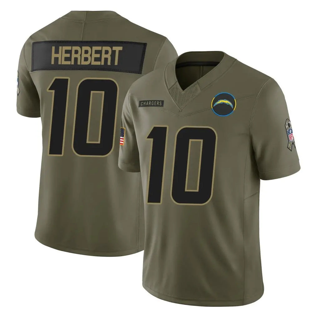 Choea LA.Chargers #10 Justin Herbert Player Olive 2025 Salute To Service Limited Game Stitched Jerseys