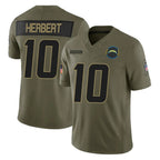 Choea LA.Chargers #10 Justin Herbert Player Olive 2025 Salute To Service Limited Game Stitched Jerseys