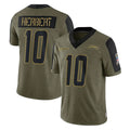 Choea LA.Chargers #10 Justin Herbert Player Olive Salute To Service Limited Game Stitched Jerseys