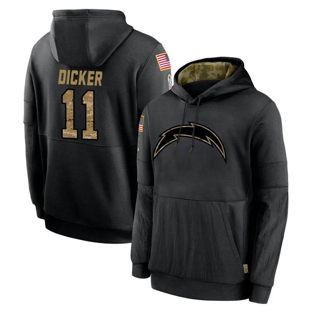 Choea LA.Chargers #11 Cameron Dicker Player Black Salute to Service Hoodies Limited Game Stitched Jerseys