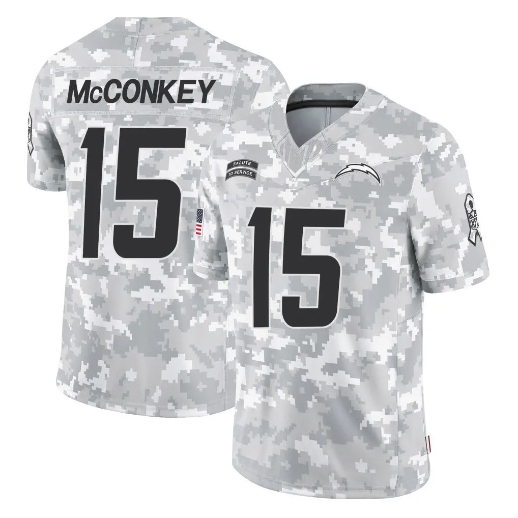 Choea LA.Chargers #15 Ladd McConkey Player Arctic Camo Salute To Service Limited Game Stitched Jerseys