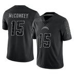 Choea LA.Chargers #15 Ladd McConkey Player Black Limited Reflective Home Game Stitched Jerseys