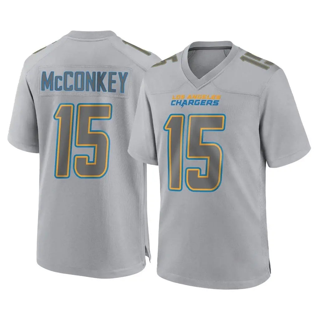Choea LA.Chargers #15 Ladd McConkey Player Gray Atmosphere Fashion Home Game Stitched Jerseys