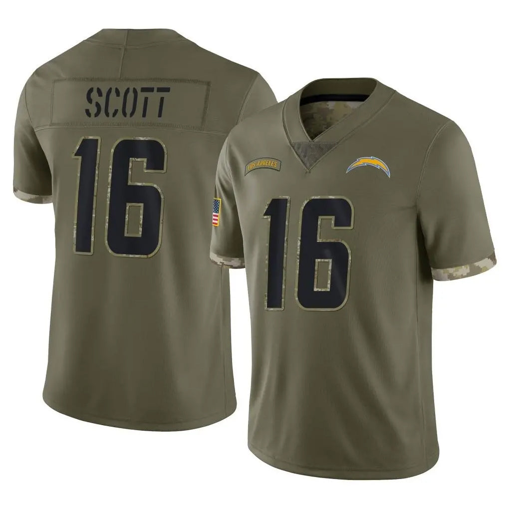 Choea LA.Chargers #16 J.K. Scott Player Olive Salute To Service Limited Stitched Jerseys
