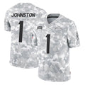 Choea LA.Chargers #1 Quentin Johnston Player Arctic Camo Salute To Service Limited Game Stitched Jerseys