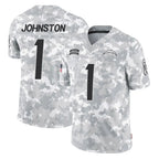 Choea LA.Chargers #1 Quentin Johnston Player Arctic Camo Salute To Service Limited Game Stitched Jerseys