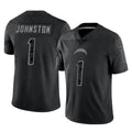 Choea LA.Chargers #1 Quentin Johnston Player Black Limited Reflective Home Game Stitched Jerseys