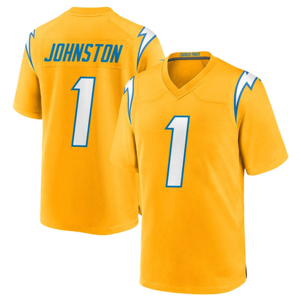 Choea LA.Chargers #1 Quentin Johnston Player Gold Home Game Stitched Jerseys