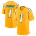 Choea LA.Chargers #1 Quentin Johnston Player Gold Home Game Stitched Jerseys