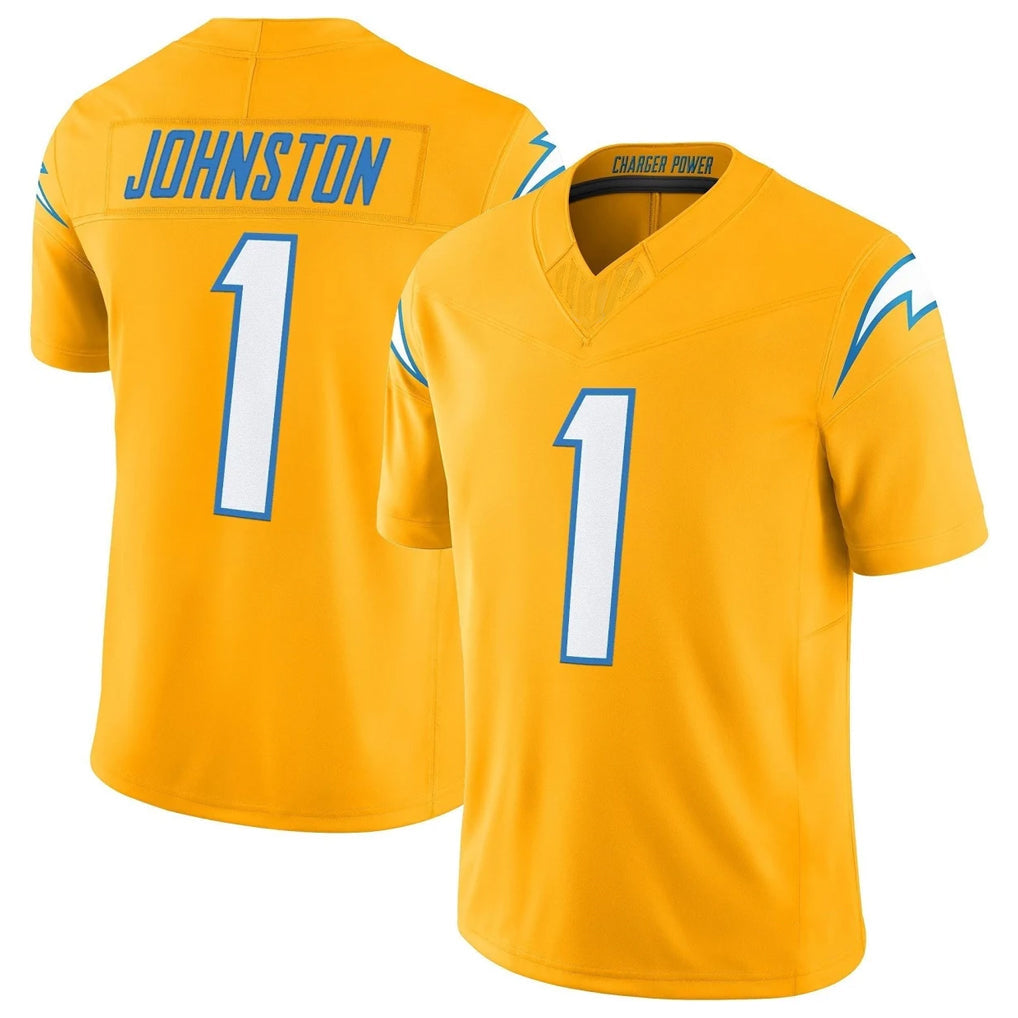 Choea LA.Chargers #1 Quentin Johnston Player Gold Limited Vapor F.U.S.E. Home Game Stitched Jerseys