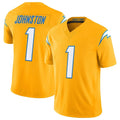 Choea LA.Chargers #1 Quentin Johnston Player Gold Limited Vapor F.U.S.E. Home Game Stitched Jerseys